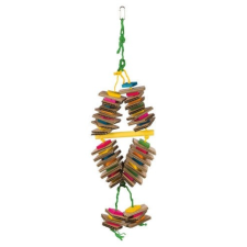 Trixie Wooden Toy with Sisal Rope - Fajáték kartonnal nagypapagájok részére (18x35cm) madárfelszerelés