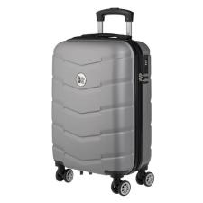 Trolley bőrönd, metálszürke, relief csíkokkal, 58L kézitáska és bőrönd