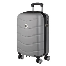  Trolley típusú bőrönd, metál szürke, Relief csíkokkal, 33L