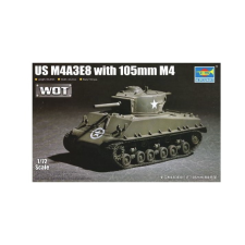 TRUMPETER US M4A3E8 + 105mm M4 harckocsi műanyag modell (1:72) (07168) autópálya és játékautó
