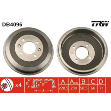 TRW fékdob DB4096 autóalkatrész