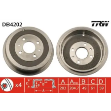 TRW fékdob DB4202 autóalkatrész