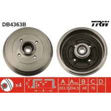 TRW fékdob DB4363B autóalkatrész