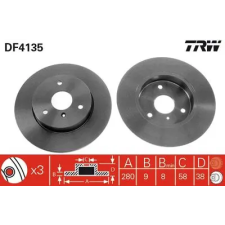 TRW féktárcsa DF4135 autóalkatrész