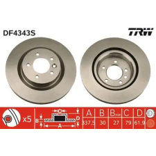 TRW féktárcsa DF4343S autóalkatrész