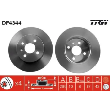 TRW féktárcsa DF4344 autóalkatrész