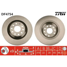 TRW féktárcsa DF4754 autóalkatrész