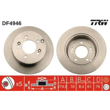 TRW féktárcsa DF4946 autóalkatrész