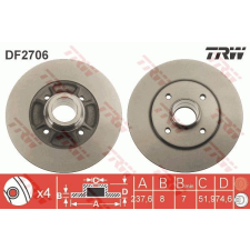 TRW Féktárcsa TRW DF2706 féktárcsa