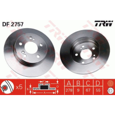 TRW Féktárcsa TRW DF2757 féktárcsa