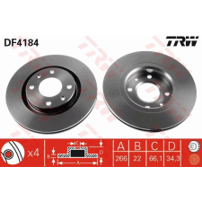 TRW Féktárcsa TRW DF4184 féktárcsa