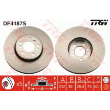 TRW Féktárcsa TRW DF4187S féktárcsa