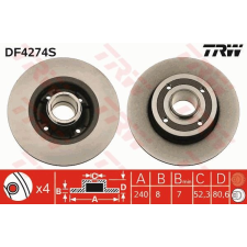 TRW Féktárcsa TRW DF4274S féktárcsa