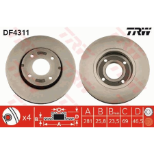 TRW Féktárcsa TRW DF4311 féktárcsa