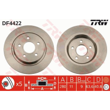 TRW Féktárcsa TRW DF4422 féktárcsa
