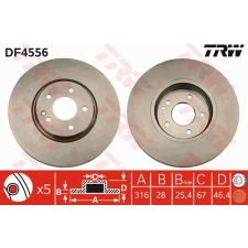 TRW Féktárcsa TRW DF4556 féktárcsa