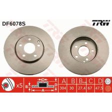 TRW Féktárcsa TRW DF6078S féktárcsa