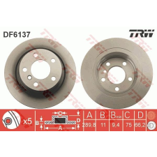 TRW Féktárcsa TRW DF6137 féktárcsa
