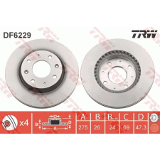 TRW Féktárcsa TRW DF6229 féktárcsa