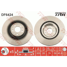 TRW Féktárcsa TRW DF6424 féktárcsa