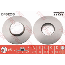TRW Féktárcsa TRW DF6623S féktárcsa