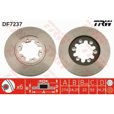 TRW Féktárcsa TRW DF7237 féktárcsa
