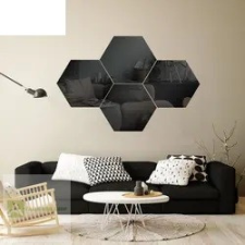 Tükörmatrica fekete hatszög , hexagon bútor