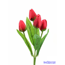  Tulipán 5 fejes selyem csokor 30 cm - Piros dekoráció