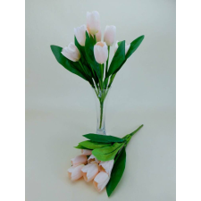 Tulipán 7 ágú selyemvirág csokor 36 cm - Púder Rózsaszín dekoráció