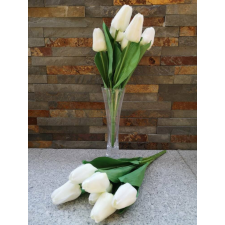  Tulipán 7 fejes selyemvirág csokor 35 cm - Fehér dekoráció