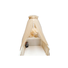  Tüll baldachin függöny 2db pompommal Bézs lakástextília