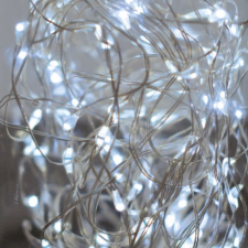 Tündérfény dekorfüzér, hideg fehér, 100 LED, 10 méter, réz kábel karácsonyfa izzósor