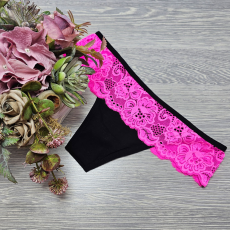 Turbó Csipkés tanga fekete-pink L