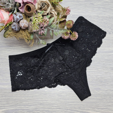 Turbó Széles oldalú csipkés tanga L, Fekete női alsó