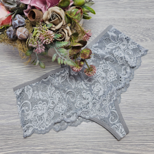 Turbó Széles oldalú csipkés tanga S, Világos szürke női alsó