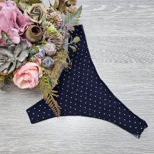 Turbó Varrat nélküli TANGA KÉK-PÖTTYÖS mintás XL női alsó