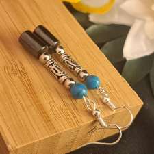  Türkinit és Magnetit fülbevaló 5 cm-es fülbevaló