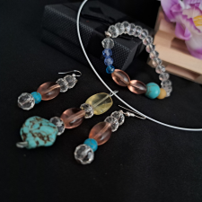  Türkinit, Hegyikristály és kristály szett. Modern és egyedi szett ékszer szett