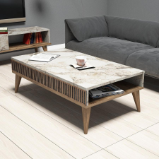 TUTI AG Dohányzóasztal Milan - Diós, Fehér Marble bútor