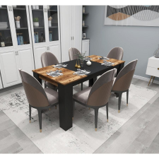 TUTI AG Étkező asztal Line - Light Walnut, Black bútor