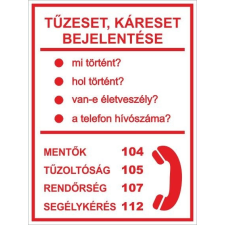  Tűzeset, káreset bejelentése információs tábla, állvány