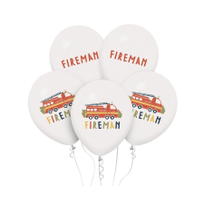 Tűzoltó Fireman léggömb, lufi 5 db-os 12 inch (30 cm) party kellék