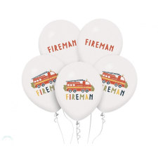Tűzoltó Fireman, Tűzoltó léggömb, lufi 5 db-os 12 inch (30 cm) party kellék