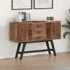  TV állvány fiókkal Természetes 110 x 30 x 75 cm Tömör Teakfa