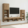  TV Fali Egységek LED -es lámpákkal 4 pcs Artisan tölgy Faanyag