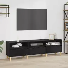  TV szekrény 150 x 30 x 45 cm Fekete tölgy Szerelt Fa bútor