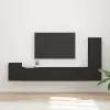  TV szekrény garnitúra 3 db Fekete Szerelt Fa