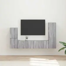  TV szekrény garnitúra 4 pcs Szürke Sonoma Faanyag bútor