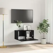  TV szekrény garnitúra Fekete 60 x 30 x 30 cm Faanyag bútor