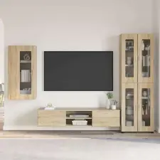  TV szekrény garnitúra fiókkal FLORIN 3 pcs Sonoma tölgy Faanyag bútor